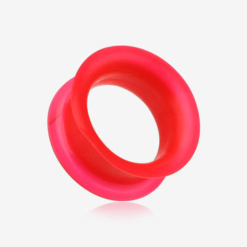 A Pair of Ultra Thin Flexible Silicone Ear Skin Double Flared Tunnel Plug-Red